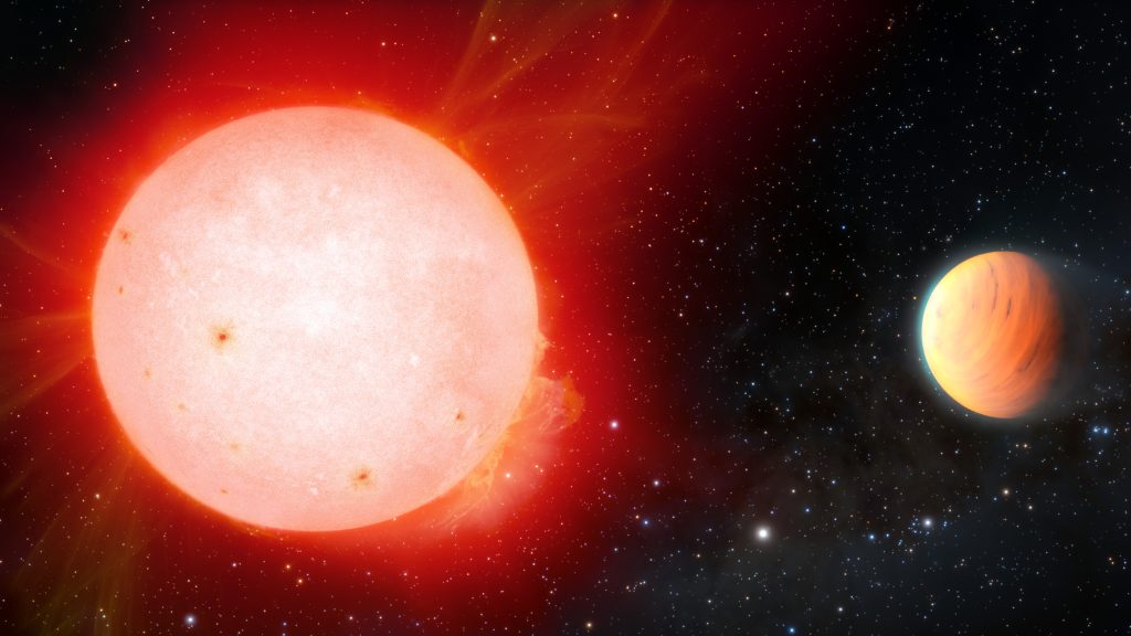 Un planeta de peluche orbita alrededor de una estrella enana roja fría